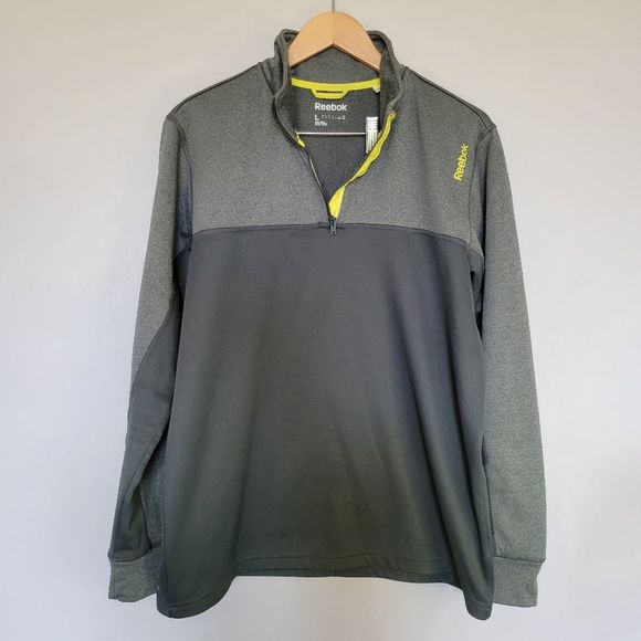 Reebok Playwarm Men's Large 1/4 Zip Lightweight Sweatshirt Pullover Gray Green - Picture 16 of 16